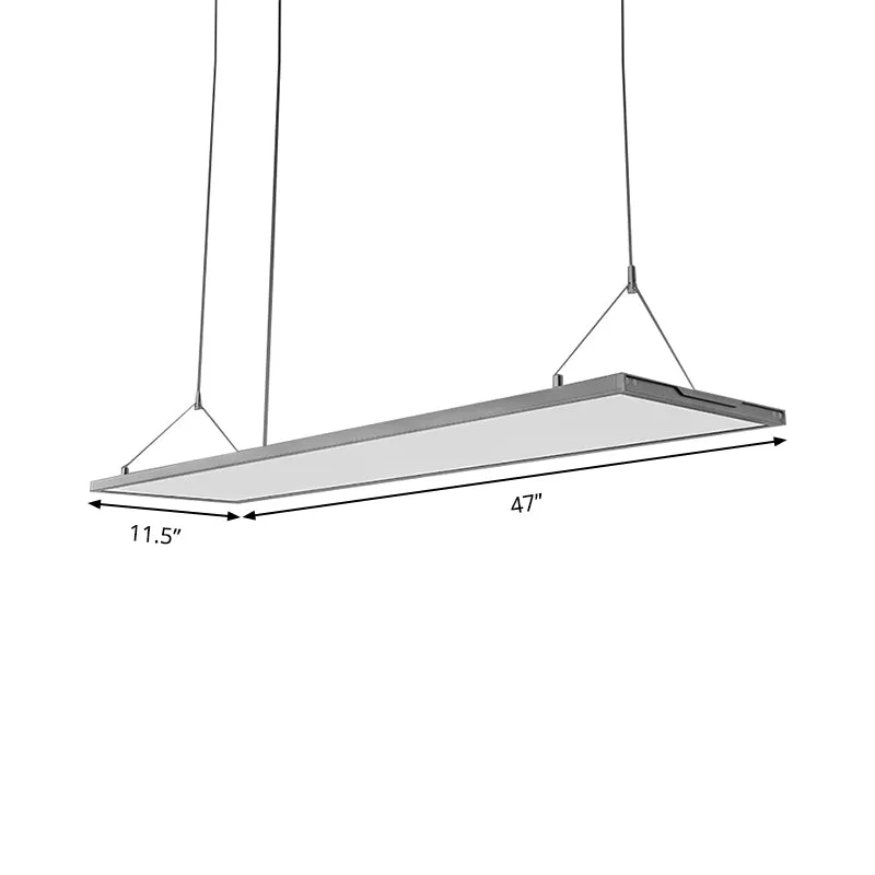 Zilver/zwarte ultraslanke hangende moderne LED-acrylplafondlampset voor kantoor Clearhalo