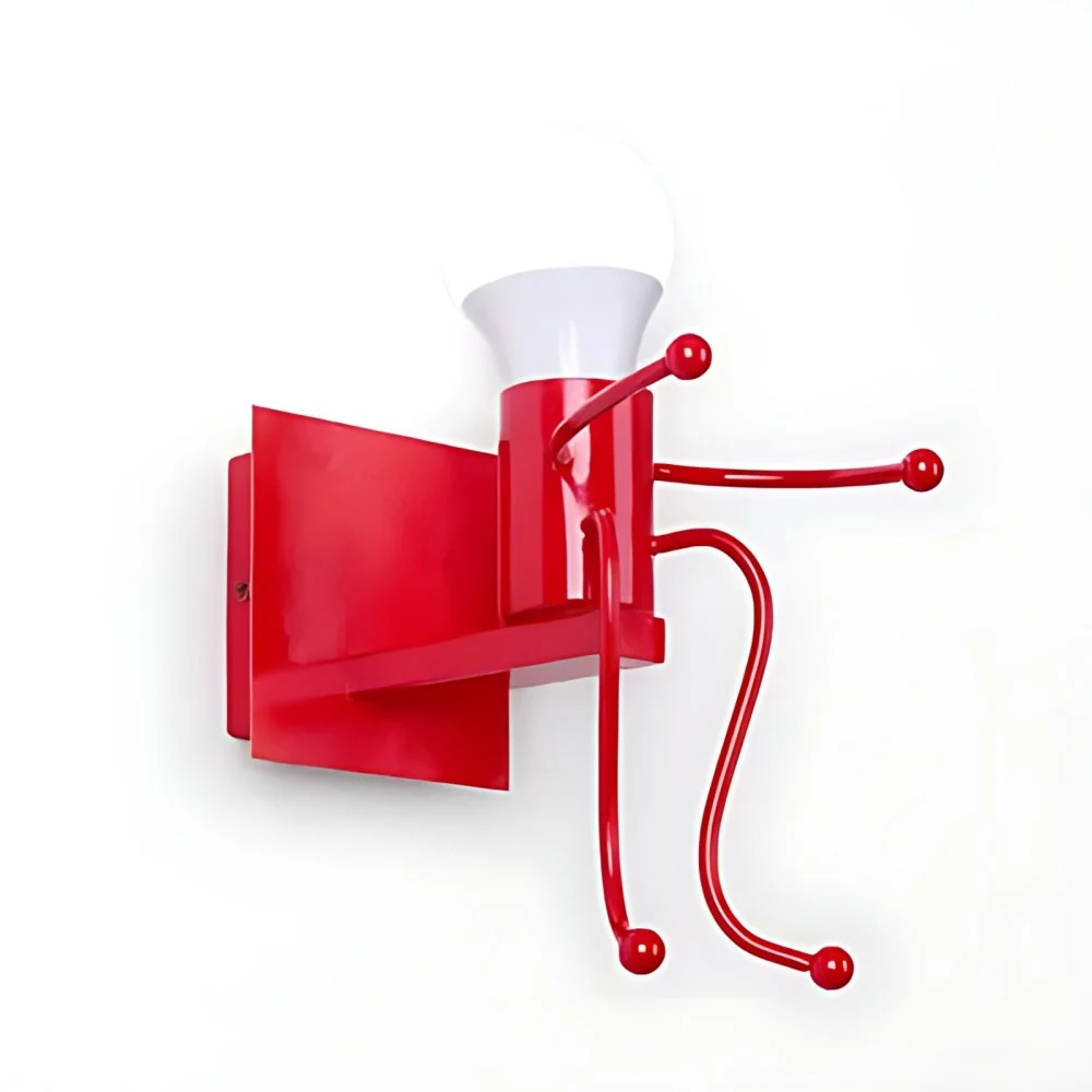 Zittend nachtlampje de vorm van mensen, metaal, enkele lamp, moderne, stijlvolle wandlamp rood Clearhalo