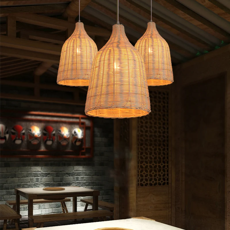Zuidoost-Azië Handgemaakte hanglamp rotan hedendaagse hanglamp met één lamp hout Clearhalo