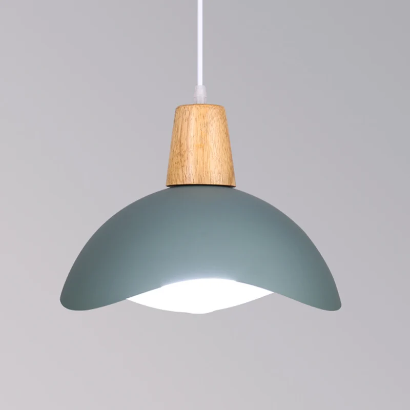 Zwaaiende koepel hangende verlichting Macaron ijzer 1-licht roze/geel/groene afwerking slingerlamp voor eetkamer Clearhalo