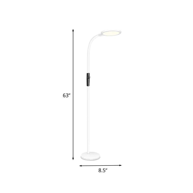 Zwanenhals staande vloerlamp Minimalistische metallic witte afwerking LED-vloerleeslamp Clearhalo