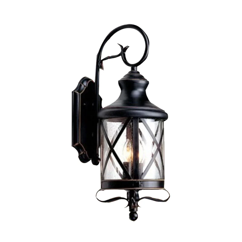Zwart 1-kops wandlamp armatuur rustiek helder gezaaid glazen potvorm wandkandelaarlamp voor tuin Clearhalo