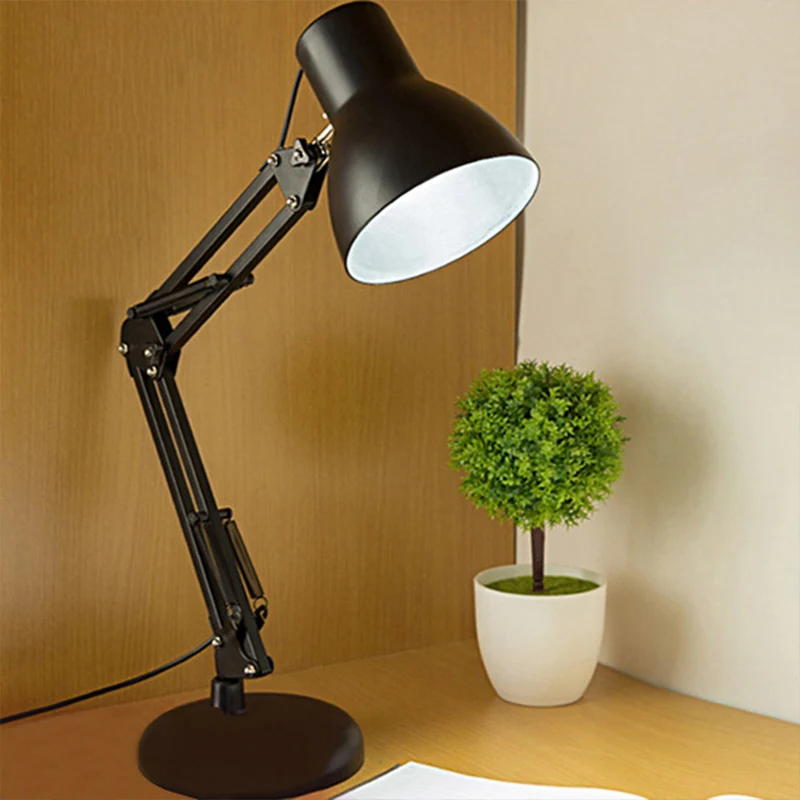 Zwart 1-lichts taakverlichting Industrieel Stijlvolle metalen conische kap Verstelbare bureaulamp zwart voor kantoor Clear...