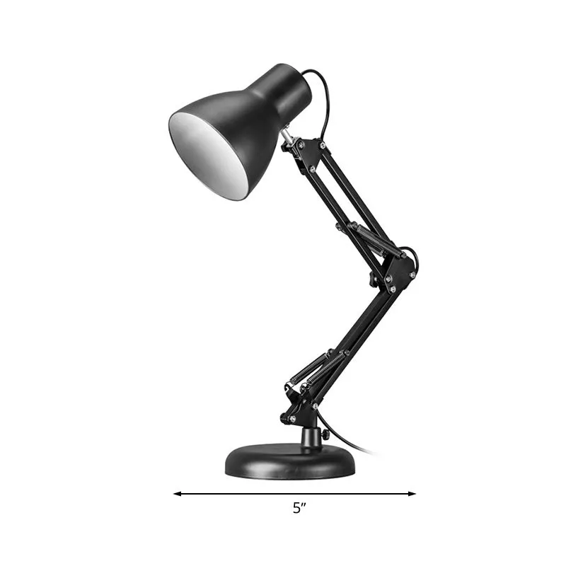 Zwart 1-lichts taakverlichting Industrieel Stijlvolle metalen conische kap Verstelbare bureaulamp zwart voor kantoor Clear...