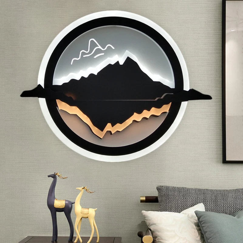 Zwart afgeronde wandlamp Eenvoud Stijl LED acryl wandmontage verlichting met maan- en sterpatroon Clearhalo