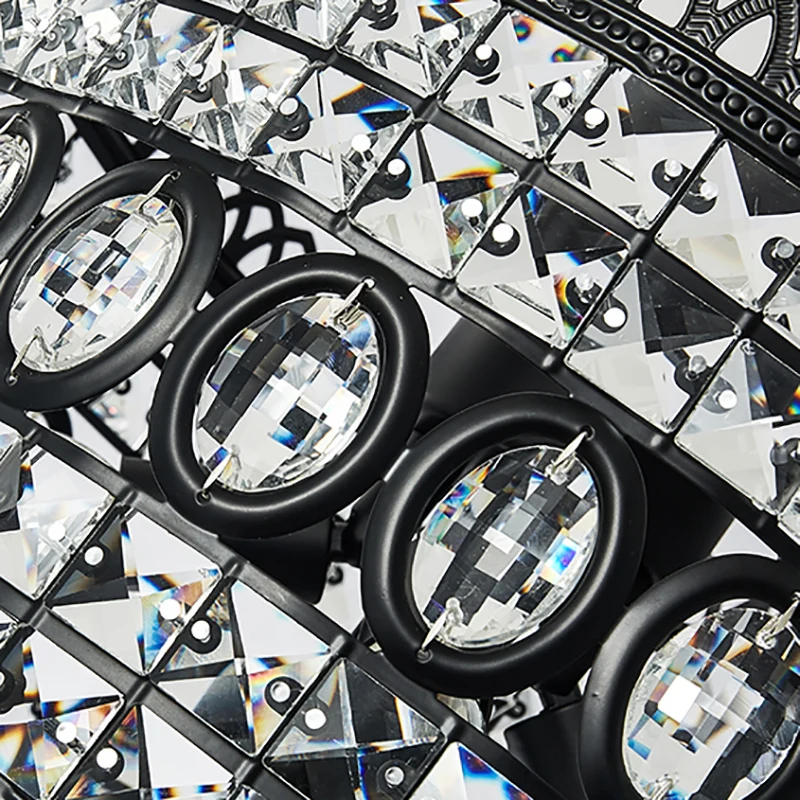 Zwart afgewerkte cilinder hanglamp industriële stijl hanglamp met helder kristallen accent voor veranda Clearhalo