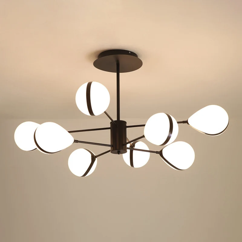 Zwart Druppelscherm Plafond Hanglamp Modern 6/8/10 Hoofden Crème Glazen Kroonluchter Warm/Wit Licht Clearhalo