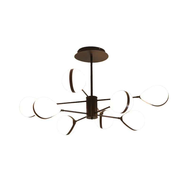 Zwart Druppelscherm Plafond Hanglamp Modern 6/8/10 Hoofden Crème Glazen Kroonluchter Warm/Wit Licht Clearhalo