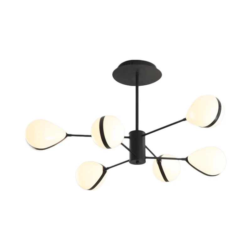 Zwart Druppelscherm Plafond Hanglamp Modern 6/8/10 Hoofden Crème Glazen Kroonluchter Warm/Wit Licht Clearhalo