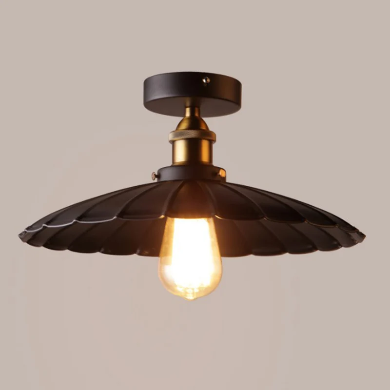 Zwart gearceerde halfverzonken plafondlamp Vintage metalen 1-lichts keukeninbouwlamp Clearhalo
