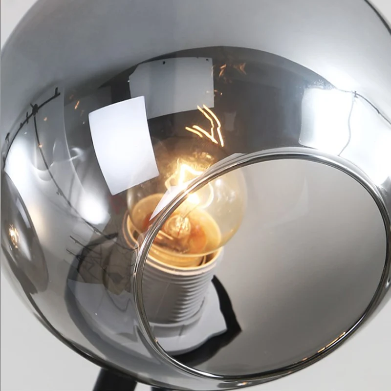 Zwart Global Island Lighting Modern 8/12 Heads Smokey-Glas hanglampset voor woonkamer Clearhalo