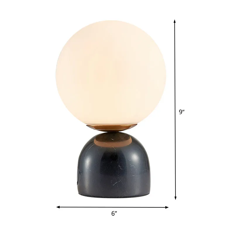 Zwart Global tafellamp modernistisch 1-lamps nachtkastje van opaalglas met marmeren voet Clearhalo