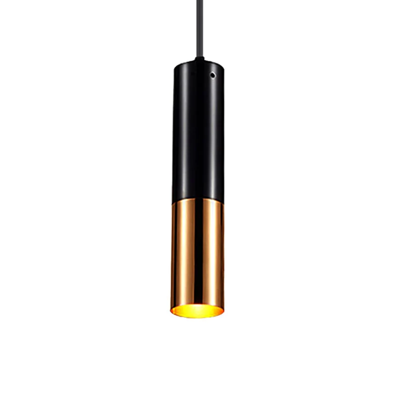 Zwart en goud cilinder hanglamp enkele lichte moderne metalen hanglamp voor bar café Clearhalo
