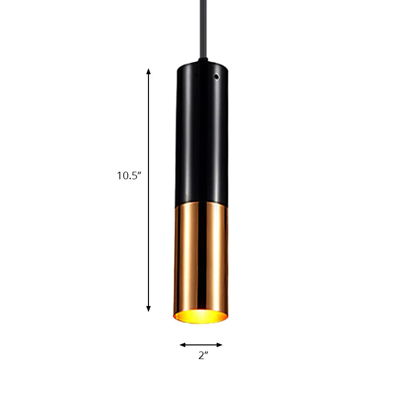 Zwart en goud cilinder hanglamp enkele lichte moderne metalen hanglamp voor bar café Clearhalo