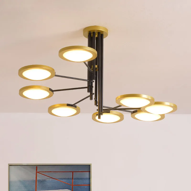 Zwart en goud rond plafondverlichting modernisme 8-lichts metalen LED-kroonluchterlicht met spiraalvormig ontwerp Clearhalo