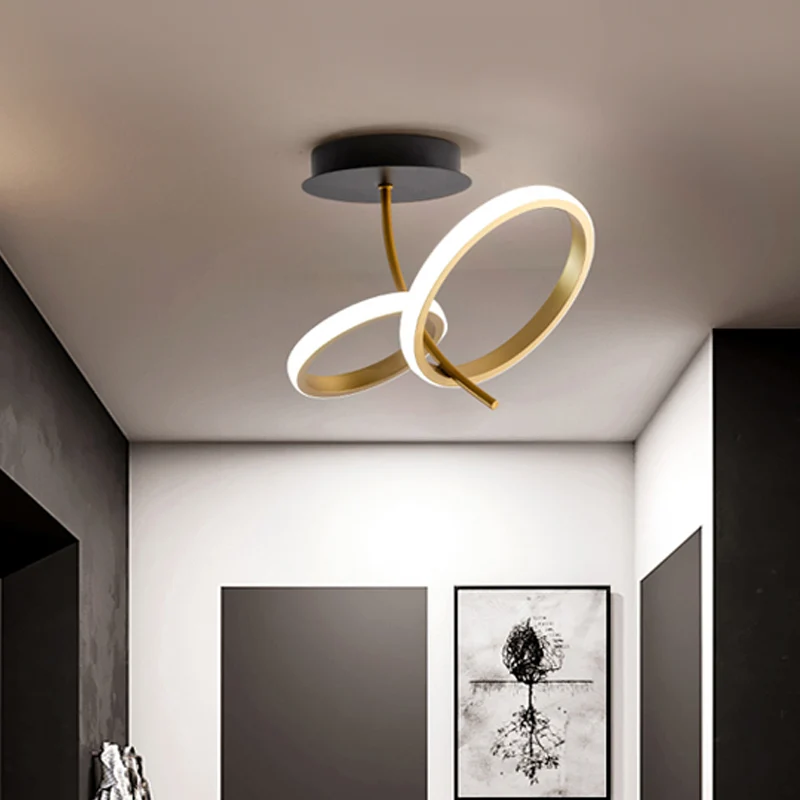 Zwart en gouden ring semi-gemonteerde verlichting postmoderne LED-metallic inbouwlamparmatuur Clearhalo