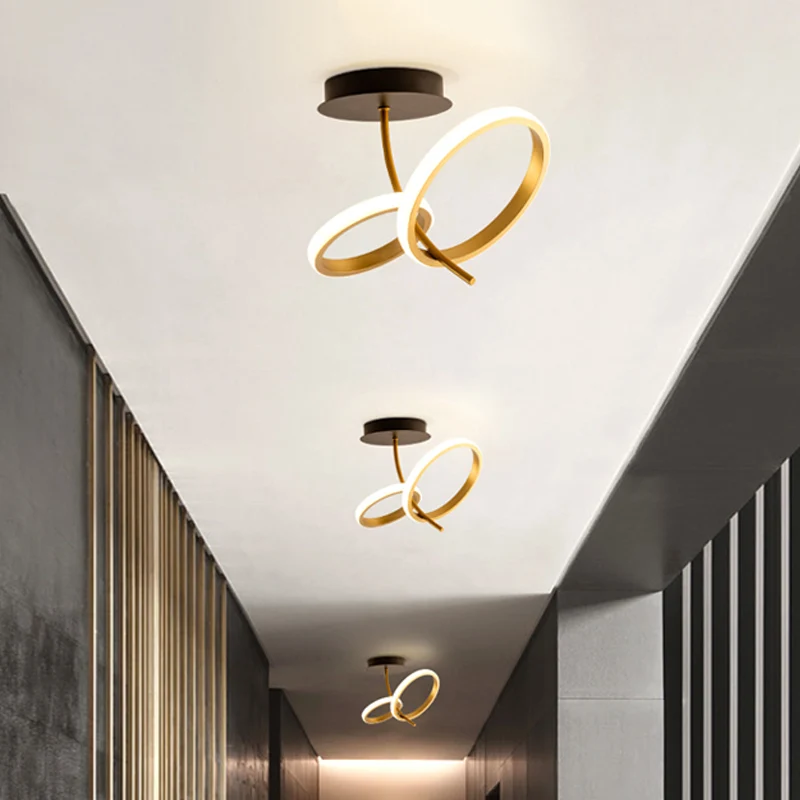 Zwart en gouden ring semi-gemonteerde verlichting postmoderne LED-metallic inbouwlamparmatuur Clearhalo