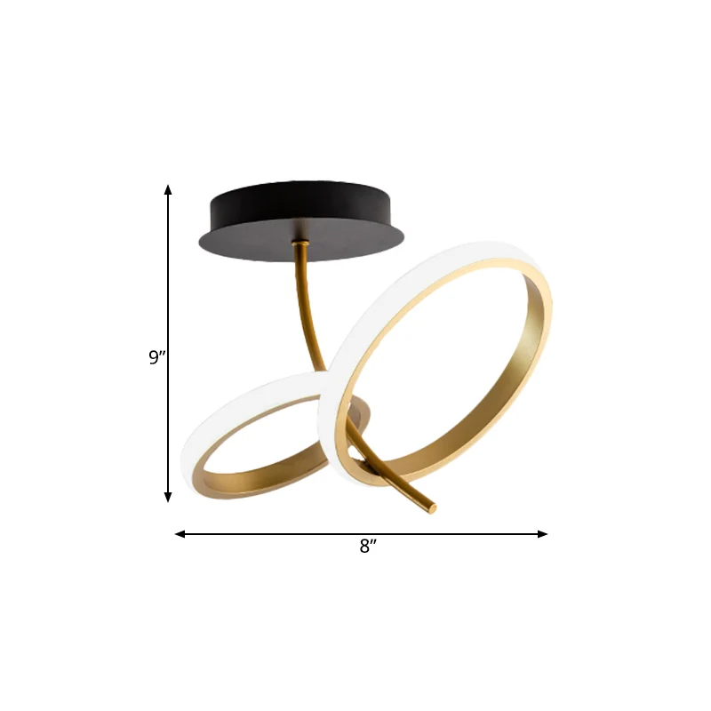 Zwart en gouden ring semi-gemonteerde verlichting postmoderne LED-metallic inbouwlamparmatuur Clearhalo