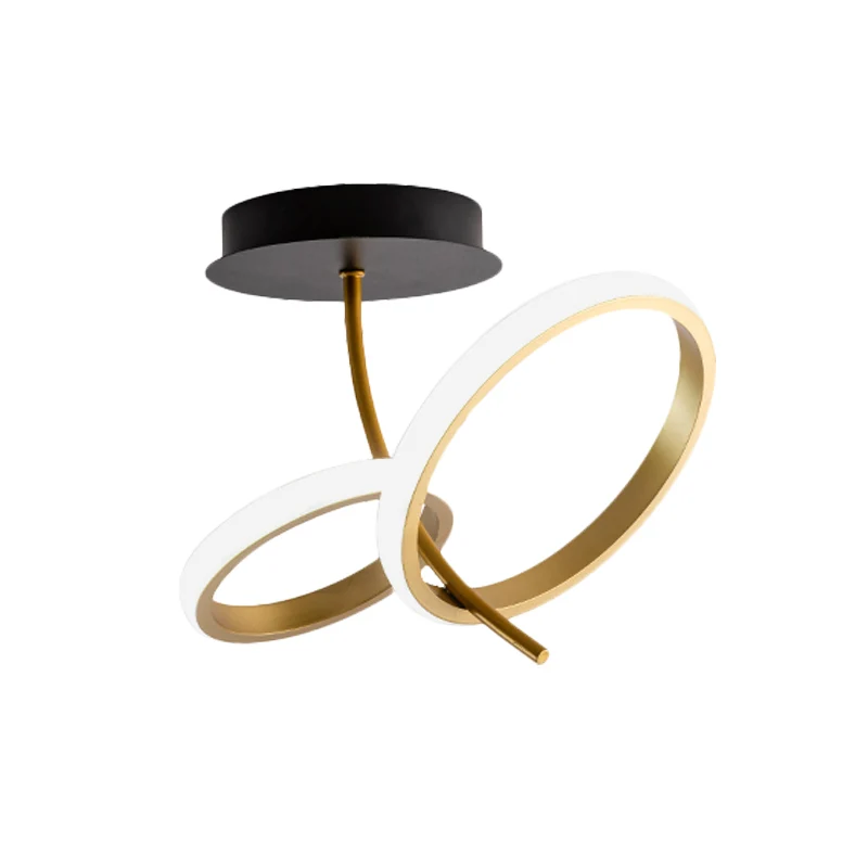 Zwart en gouden ring semi-gemonteerde verlichting postmoderne LED-metallic inbouwlamparmatuur Clearhalo