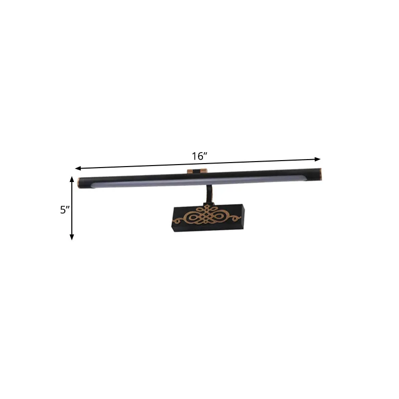 Zwart langwerpig ijdelheidslichtarmatuur Klassieke metalen LED-badkamerlamp wit/warm/natuurlijk licht, 16"/20"/24" L Clear...