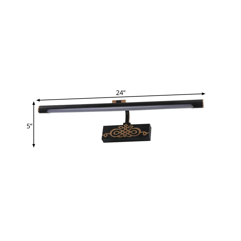 Zwart langwerpig ijdelheidslichtarmatuur Klassieke metalen LED-badkamerlamp wit/warm/natuurlijk licht, 16"/20"/24" L Clear...