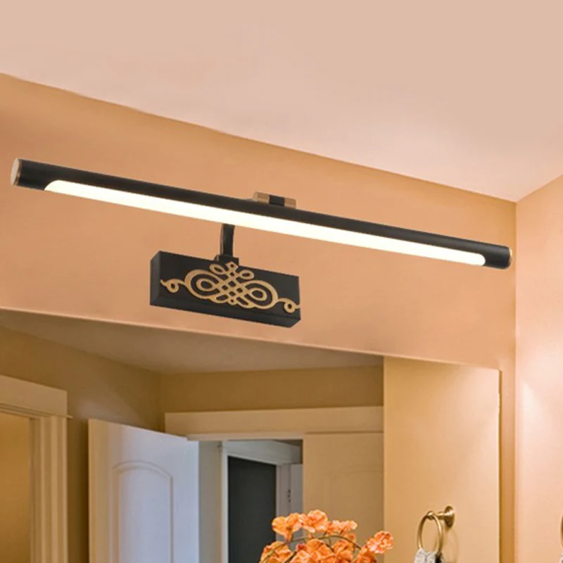 Zwart langwerpig ijdelheidslichtarmatuur Klassieke metalen LED-badkamerlamp wit/warm/natuurlijk licht, 16"/20"/24" L Clear...