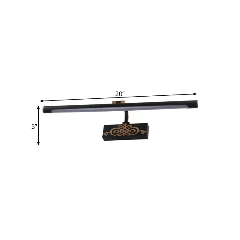 Zwart langwerpig ijdelheidslichtarmatuur Klassieke metalen LED-badkamerlamp wit/warm/natuurlijk licht, 16"/20"/24" L Clear...