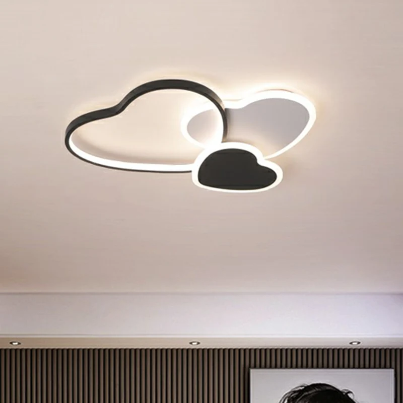 Zwart Loving Heart Inbouwlicht Moderne metalen LED-plafondinbouwlamp voor slaapkamer Clearhalo