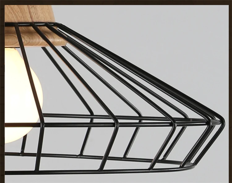 Zwart metalen 1-lichts hanglamp industriële retro draadkooi hanglamp voor restaurant Clearhalo
