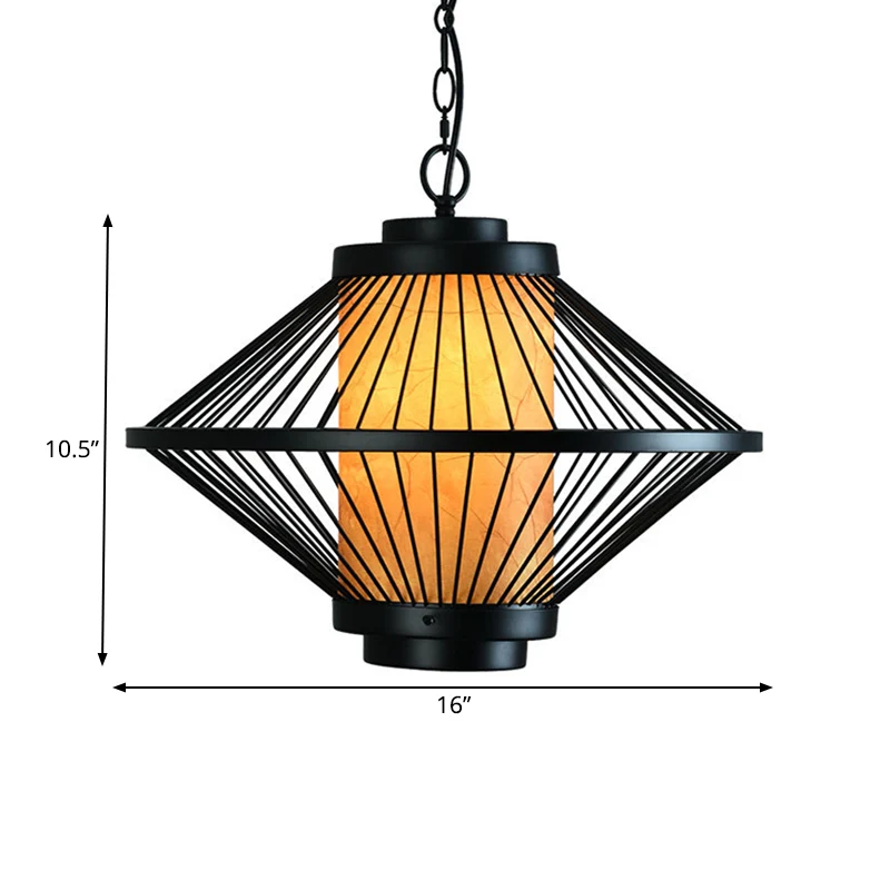 Zwart plafondhanger met 1 lamp, minimalistisch ijzeren taps toelopend kooiframe, hangend lichtarmatuur Clearhalo