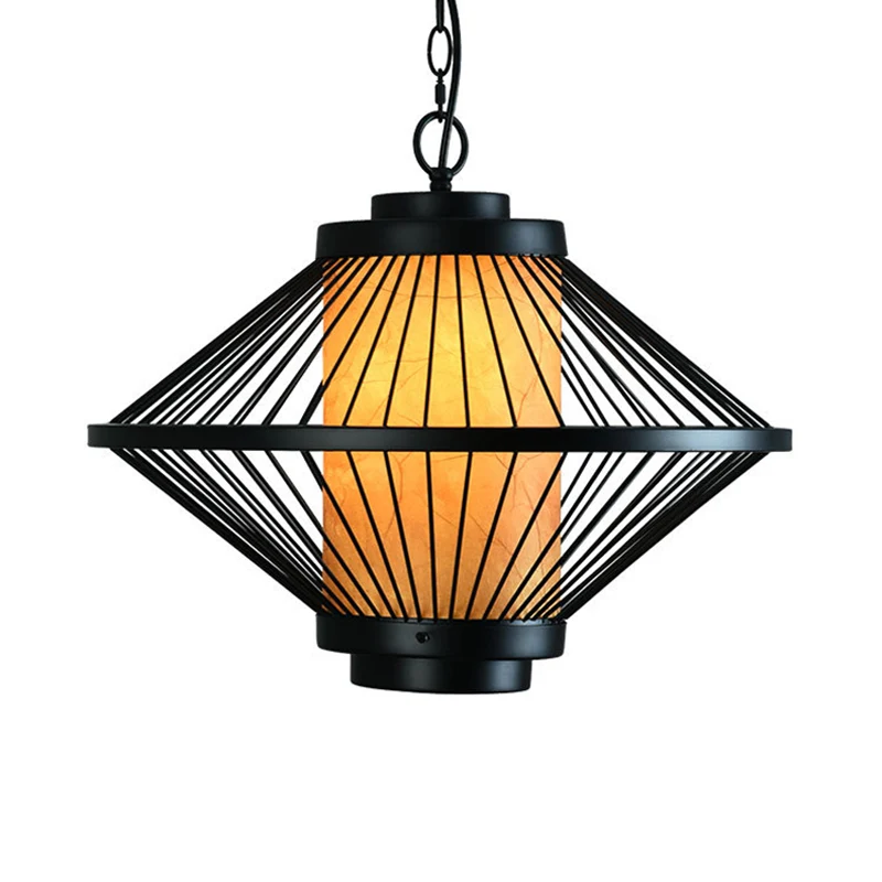 Zwart plafondhanger met 1 lamp, minimalistisch ijzeren taps toelopend kooiframe, hangend lichtarmatuur Clearhalo