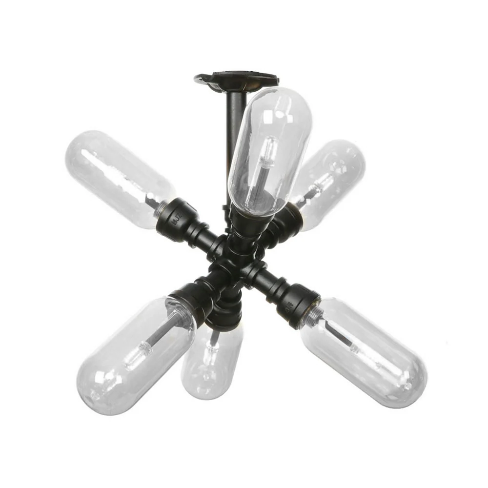 Zwart schanslicht industrieel metaal 4/5/6 lichtcapsule schaduw wandverlichtingsarmatuur voor woonkamer met pijpontwerp Cl...