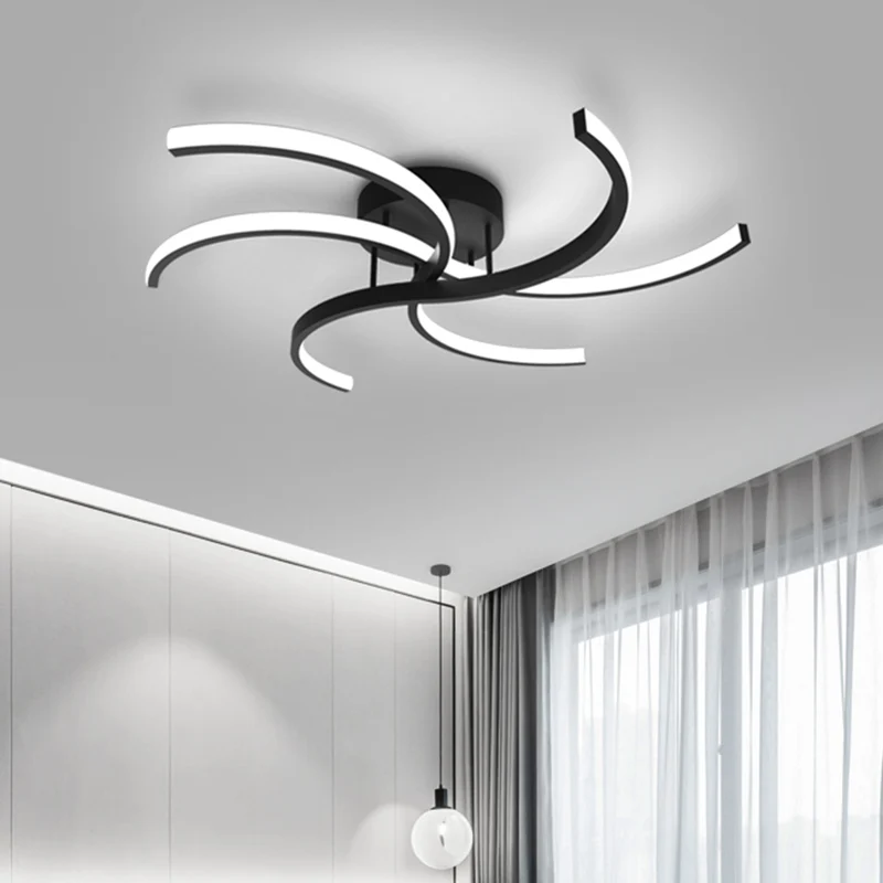 Zwart Swirl Inbouw Plafondarmatuur Minimalistisch 16"/19,5" Brede Acryl LED Semi Flush voor Slaapkamer Clearhalo