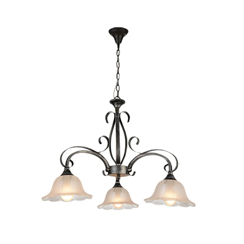 Zwart uitlopende eilandhanger Klassiek matglas 3 lampen Woonkamer Hangend plafondlicht Clearhalo