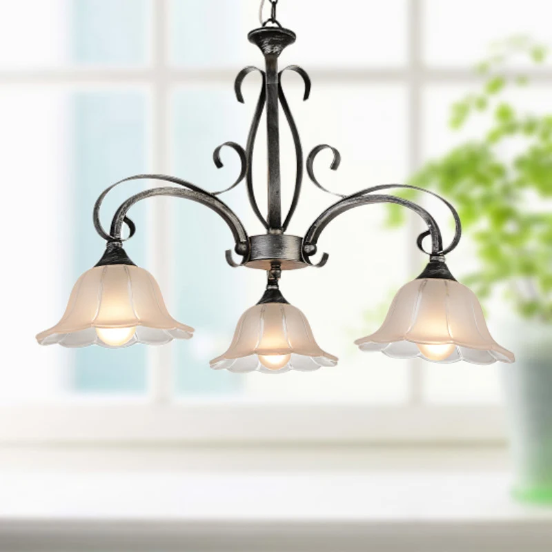 Zwart uitlopende eilandhanger Klassiek matglas 3 lampen Woonkamer Hangend plafondlicht Clearhalo