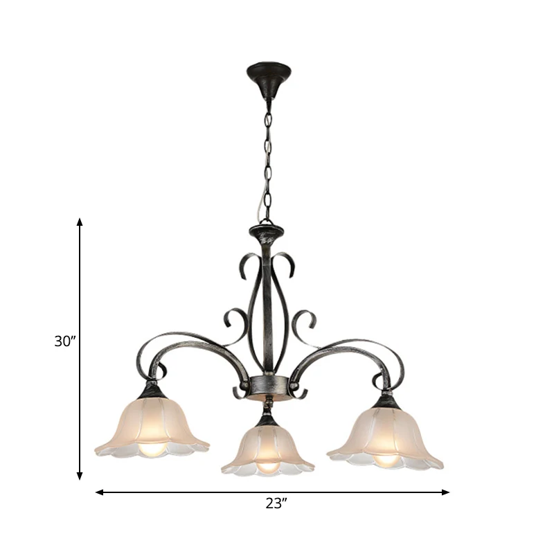 Zwart uitlopende eilandhanger Klassiek matglas 3 lampen Woonkamer Hangend plafondlicht Clearhalo