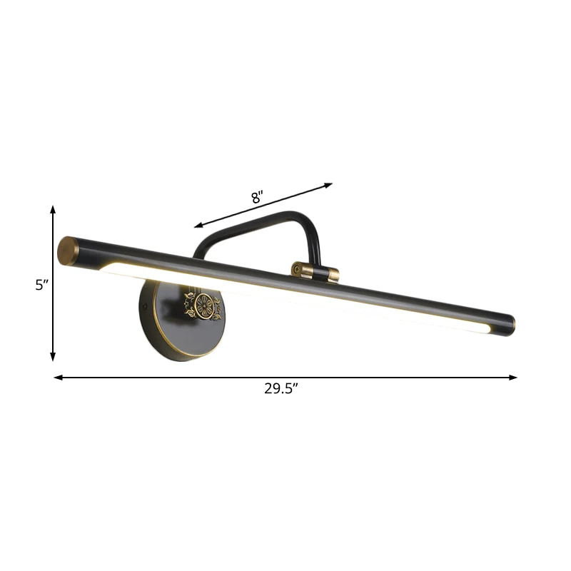 Zwart/antiek messing LED-wandlamp Traditionele metalen lineaire make-upverlichting wit/warm/natuurlijk licht, 14"/18"/23"...