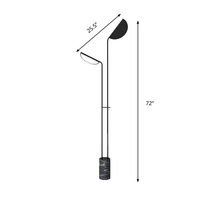 Zwarte afwerking bochtpaneel vloerlamp modernisme 2 koppen metalen LED-vloerleeslamp voor nachtkastje Clearhalo