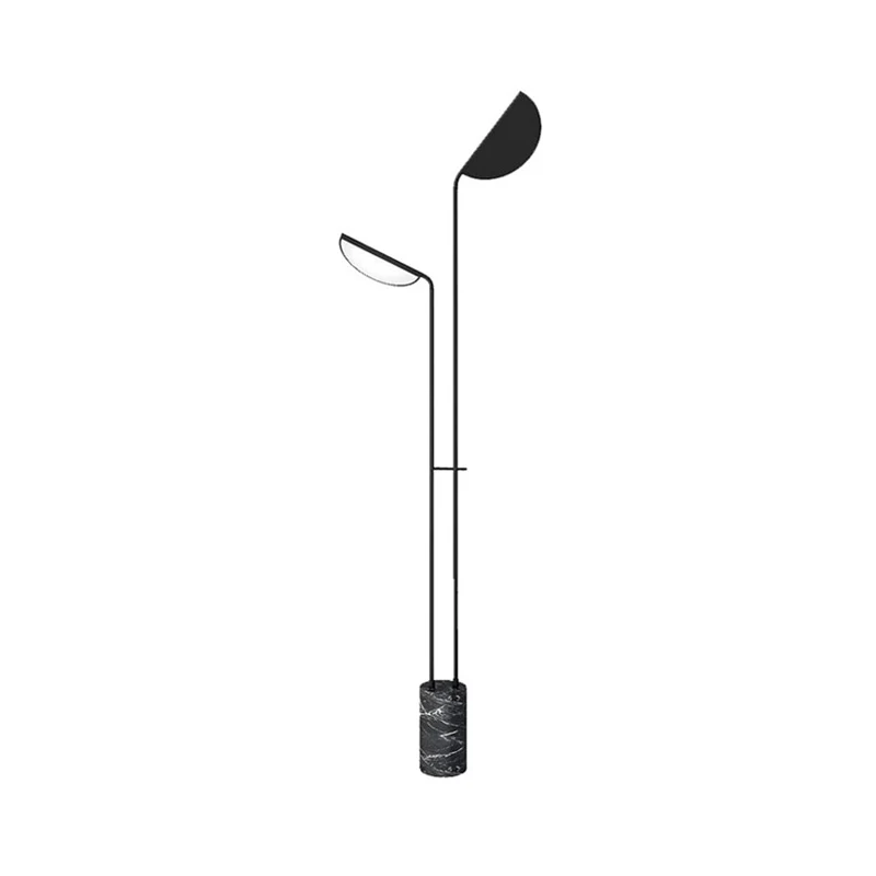 Zwarte afwerking bochtpaneel vloerlamp modernisme 2 koppen metalen LED-vloerleeslamp voor nachtkastje Clearhalo
