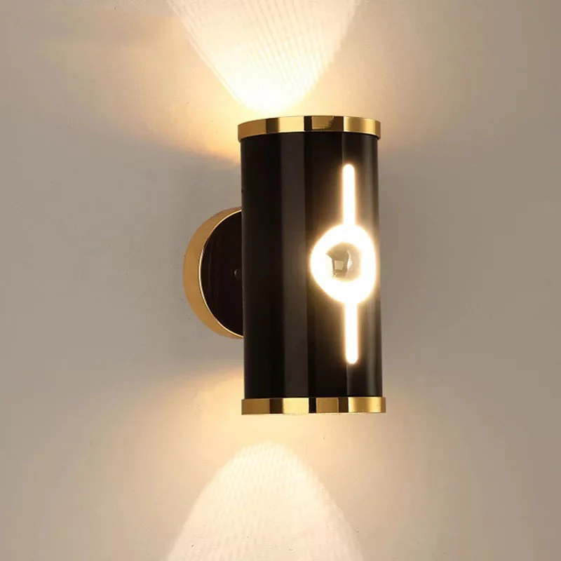 Zwarte afwerking cilinder schans verlichting modernistische 1 kop metalen op en neer wandgemonteerde lamp Clearhalo