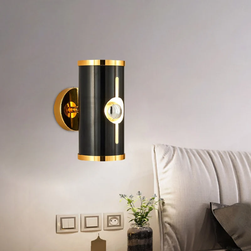 Zwarte afwerking cilinder schans verlichting modernistische 1 kop metalen op en neer wandgemonteerde lamp Clearhalo