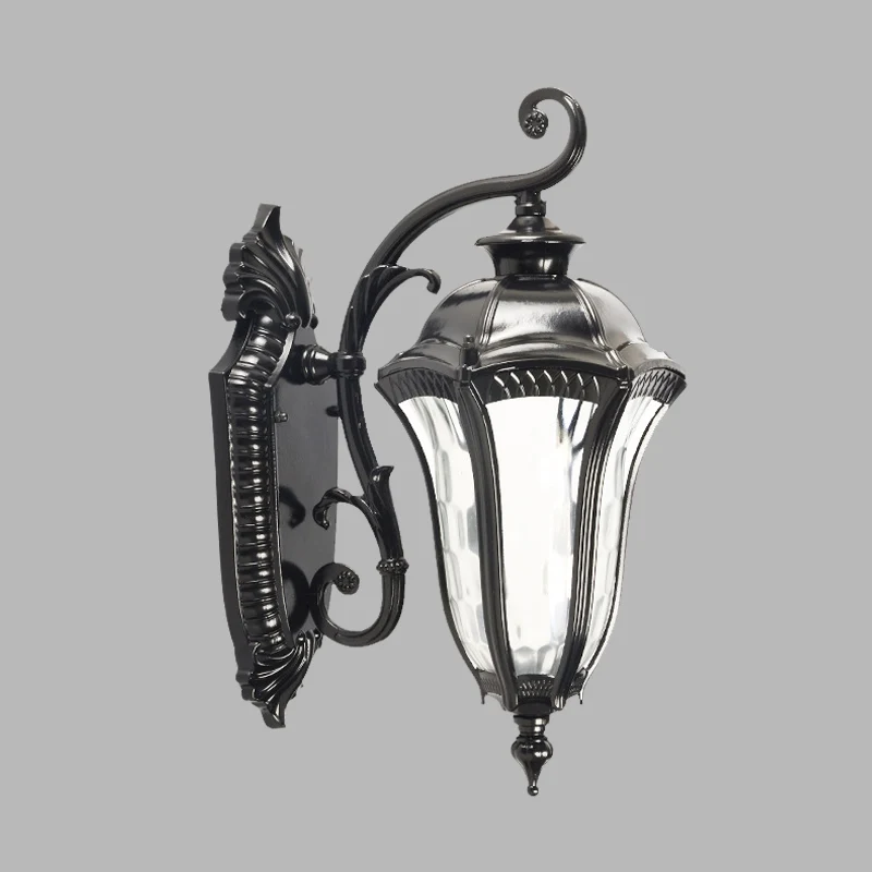 Zwarte afwerking Urn schans verlichting boerderij helder ingedeukt glas 1 kop buiten wandlamp armatuur Clearhalo