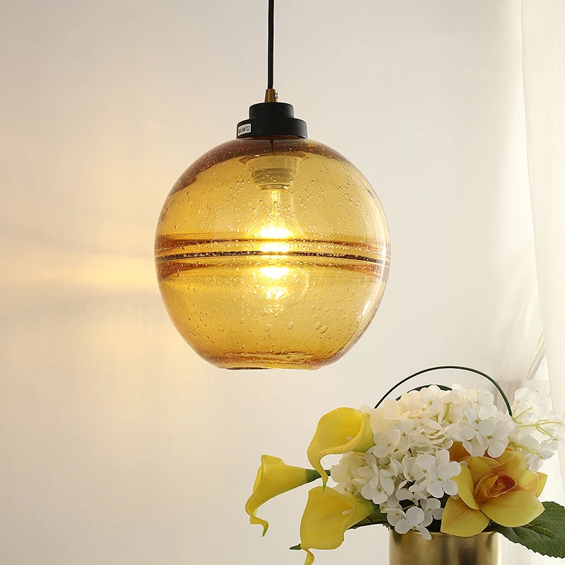 Zwarte bal hanglamp modern 1-kops rookgrijze bellenglazen hangende hanger Clearhalo