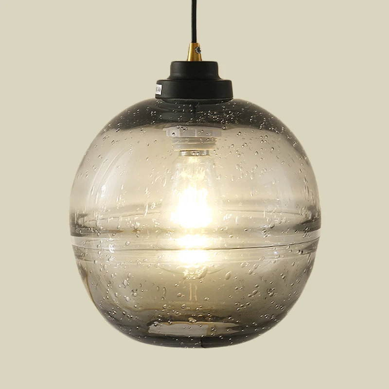 Zwarte bal hanglamp modern 1-kops rookgrijze bellenglazen hangende hanger Clearhalo