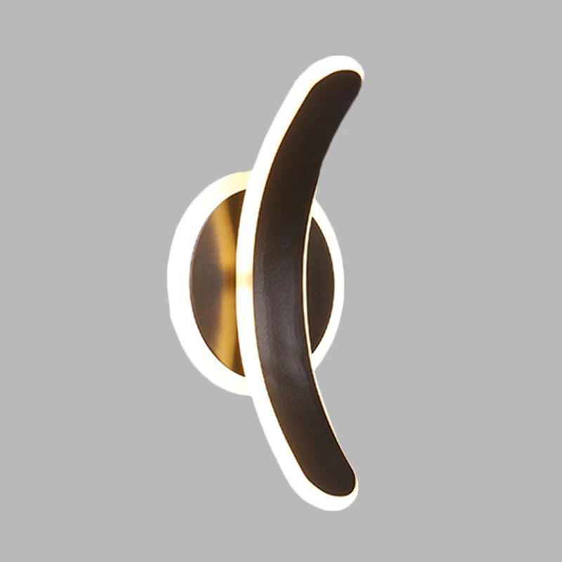 Zwarte Bend Rechthoekige Wandkandelaar Verlichting Minimalistische LED Acryl Wandlamp Wit/Warm Licht Clearhalo