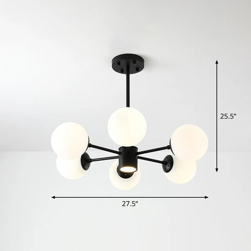 Zwarte bubbels kroonluchterverlichting Nordic Frosted White Glass Suspension Light voor eetkamer Clearhalo