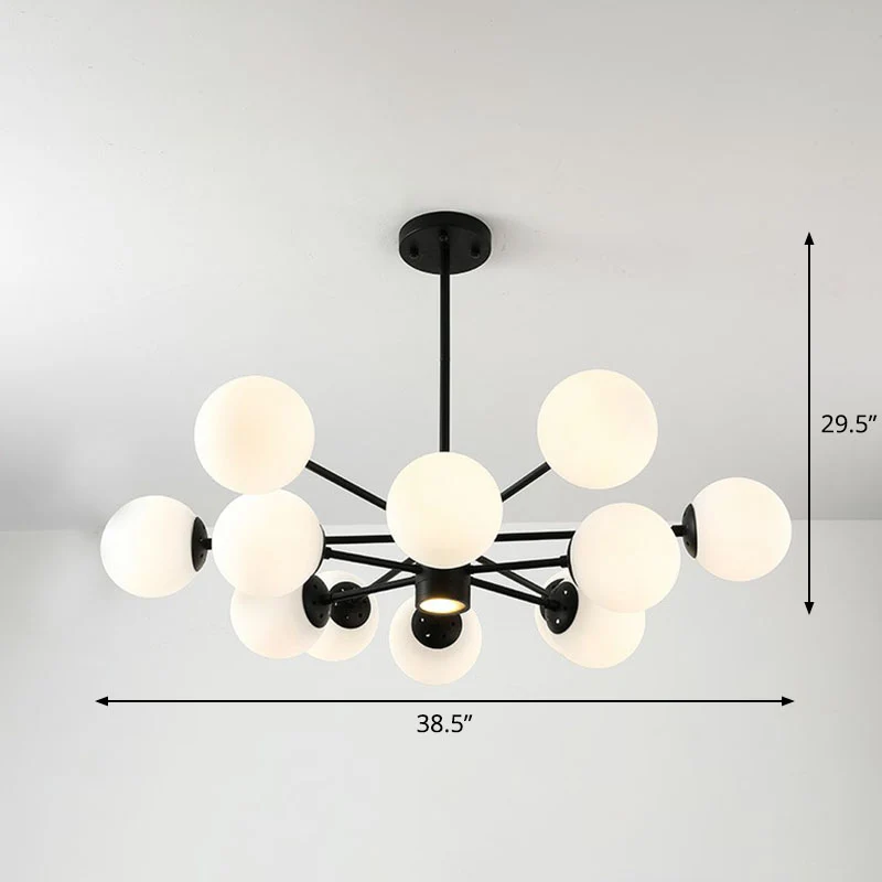Zwarte bubbels kroonluchterverlichting Nordic Frosted White Glass Suspension Light voor eetkamer Clearhalo