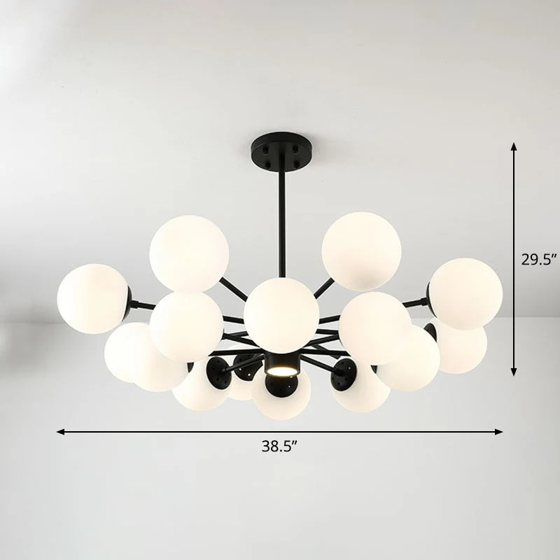 Zwarte bubbels kroonluchterverlichting Nordic Frosted White Glass Suspension Light voor eetkamer Clearhalo