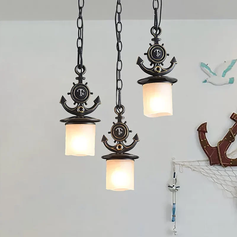 Zwarte cilinder hanglamp Creatieve 3-lichts ondoorzichtige glazen multi-hanglamp met ankerketting, lineaire/ronde luifel C...