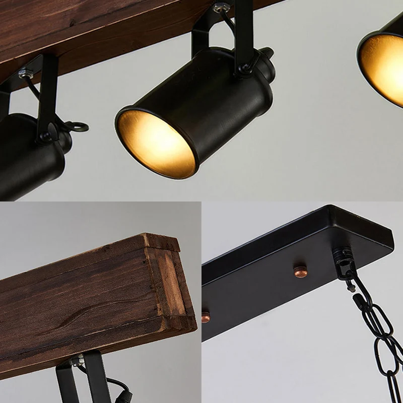 Zwarte cilindereilandlamp, industrieel metaal, 5-lichts keukenhanglamp Clearhalo